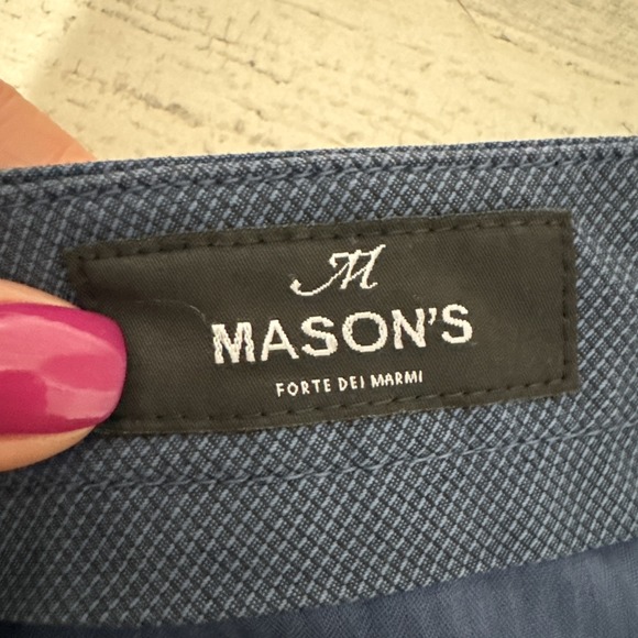 M Mason's London Bermuda Shorts 10" Mens 54 (US38) Blue Casual Flat Front - Picture 4 of 11